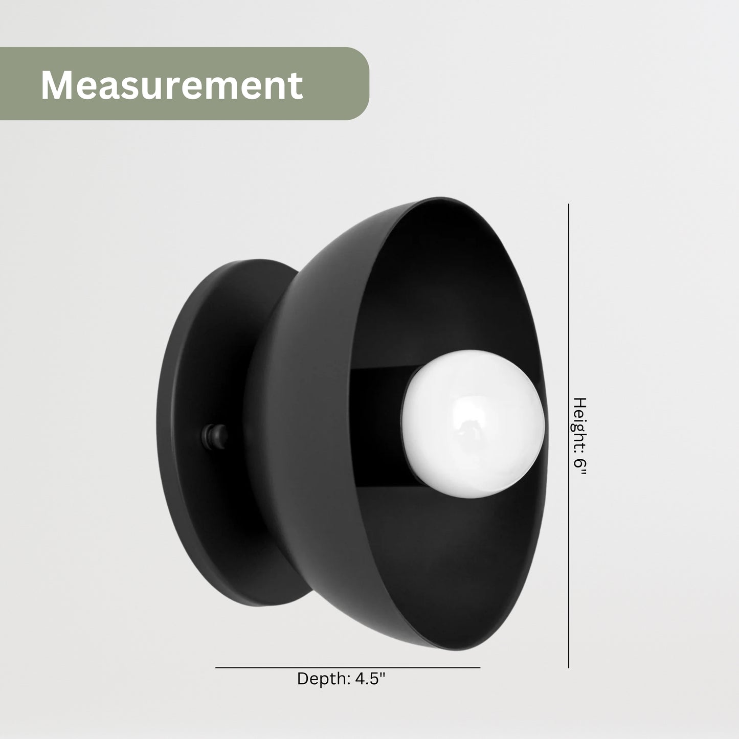 Black Brass Dome Wall Sconce – Modern Mid Century Wall Light Fixture