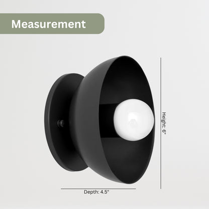 Black Brass Dome Wall Sconce – Modern Mid Century Wall Light Fixture