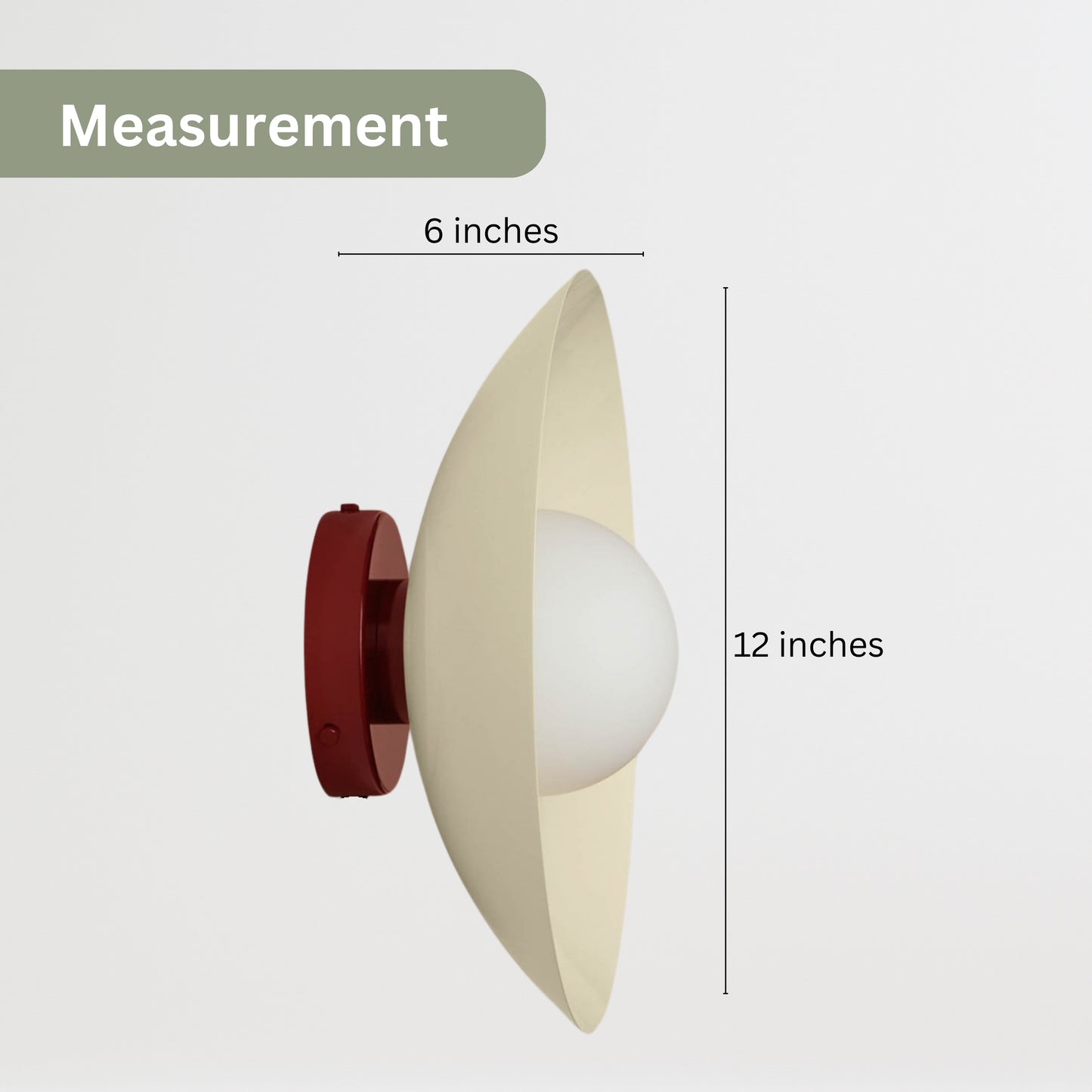 Cream & Red Dome Brass Wall Sconce – Mid-Century Modern Vintage Light