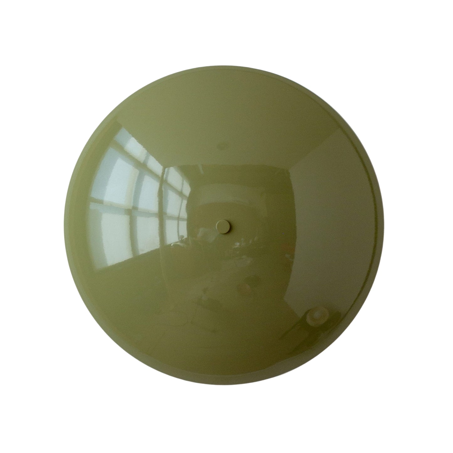 Olive Green Brass Dome Wall Sconce – Mid-Century Modern Hardwired Light