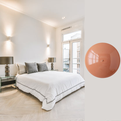 Peach Brass Dome Wall Sconce – Mid-Century Modern Hardwired Light