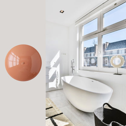 Peach Brass Dome Wall Sconce – Mid-Century Modern Hardwired Light