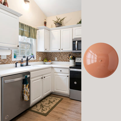 Peach Brass Dome Wall Sconce – Mid-Century Modern Hardwired Light