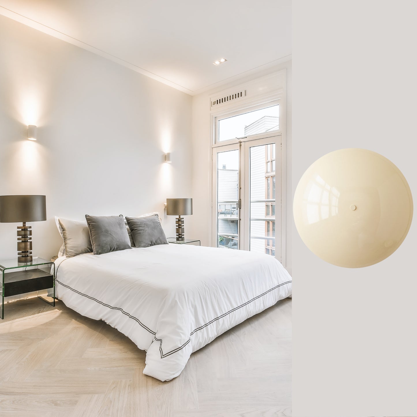 White Brass Dome Wall Sconce – Mid-Century Modern Hardwired Light