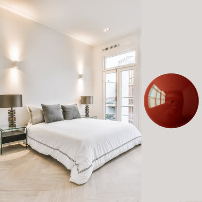 Red Brass Dome Wall Sconce – Mid-Century Modern Hardwired Light