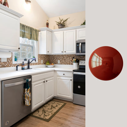 Red Brass Dome Wall Sconce – Mid-Century Modern Hardwired Light