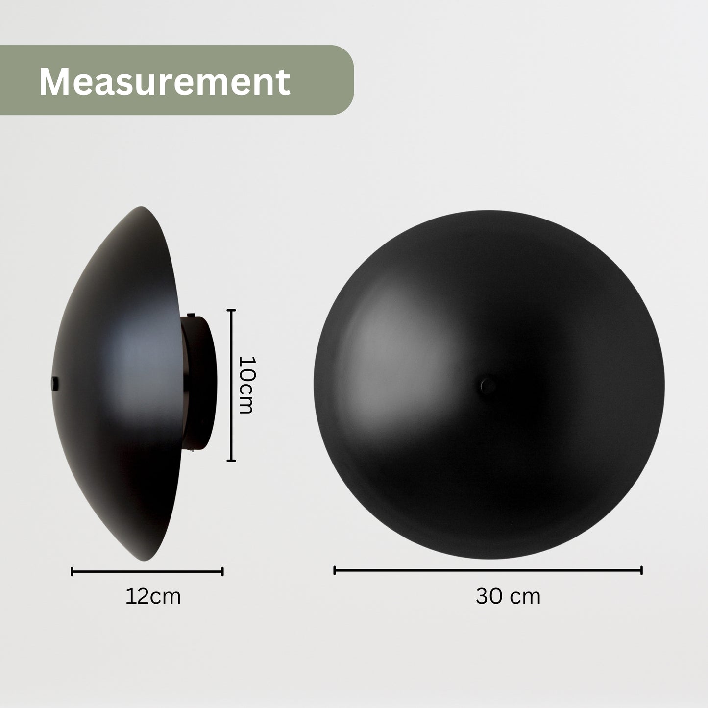 Black Brass Dome Wall Sconce – Mid-Century Modern Hardwired Light