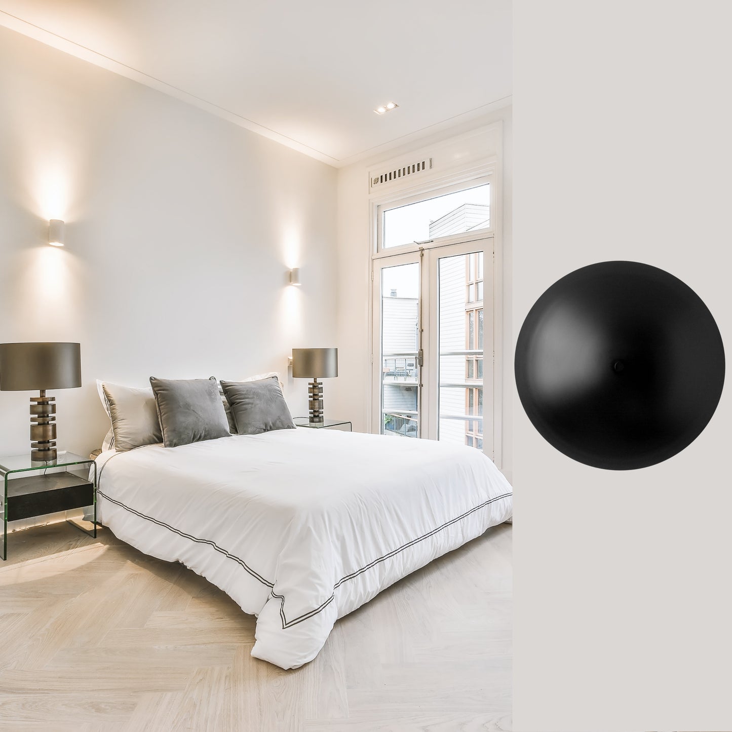 Black Brass Dome Wall Sconce – Mid-Century Modern Hardwired Light