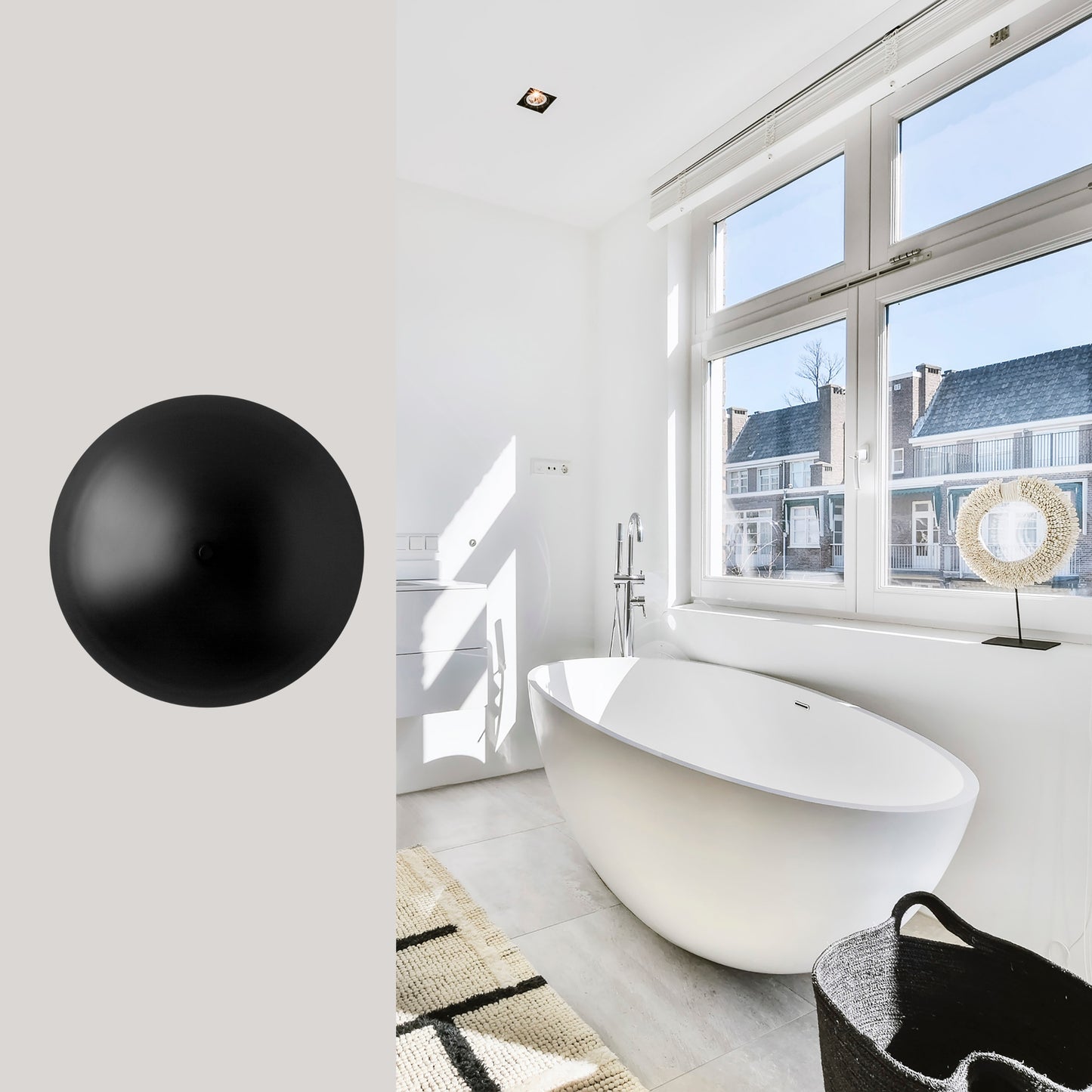 Black Brass Dome Wall Sconce – Mid-Century Modern Hardwired Light