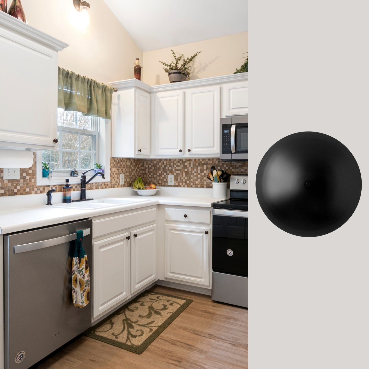 Black Brass Dome Wall Sconce – Mid-Century Modern Hardwired Light
