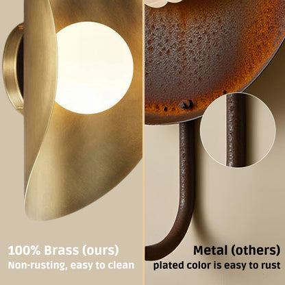 Raw Brass Curve Shade Vintage Wall Light - Mid-Century Modern Brass Wall Sconce