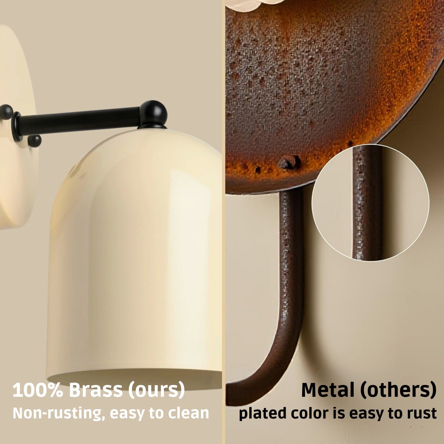 Modern Brass Wall Sconce – Mid Century Light Fixture for Bedroom & Living Room