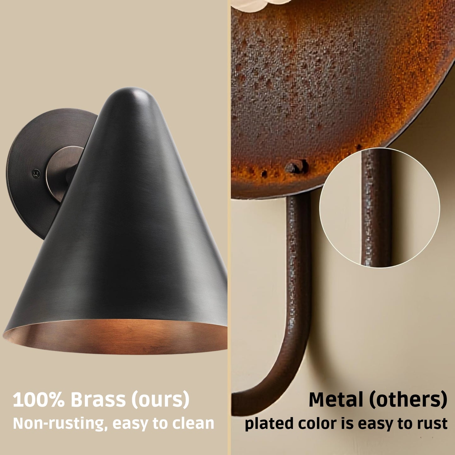 Black Cone Shade Vintage Wall Light - Mid-Century Modern Brass Wall Sconce