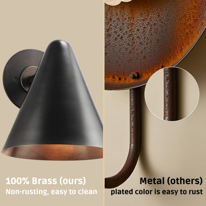 Black Cone Shade Vintage Wall Light - Mid-Century Modern Brass Wall Sconce