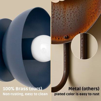 Blue Brass Dome Wall Sconce – Modern Mid Century Wall Light Fixture
