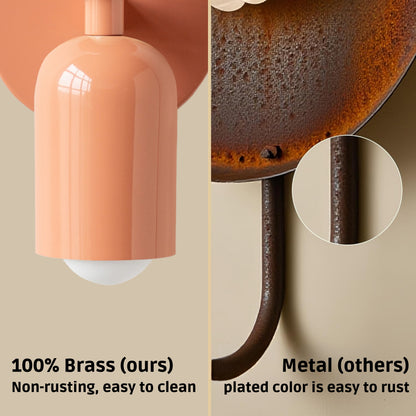 Peach Up & Down Brass Wall Sconce – Mid-Century Modern Light Fixture