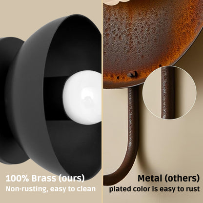 Black Brass Dome Wall Sconce – Modern Mid Century Wall Light Fixture