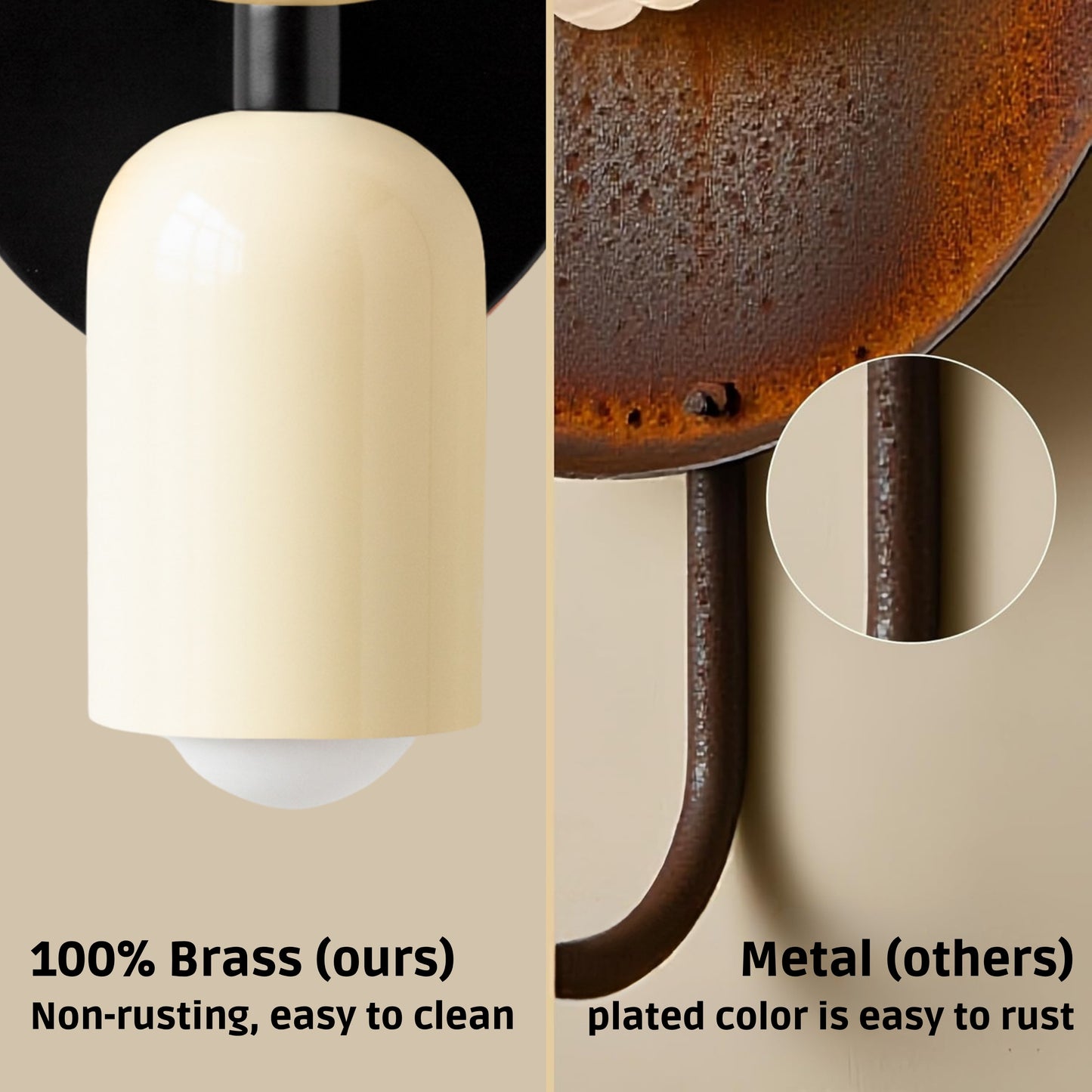 Cream & Black Up & Down Brass Wall Sconce – Mid-Century Modern Light Fixture