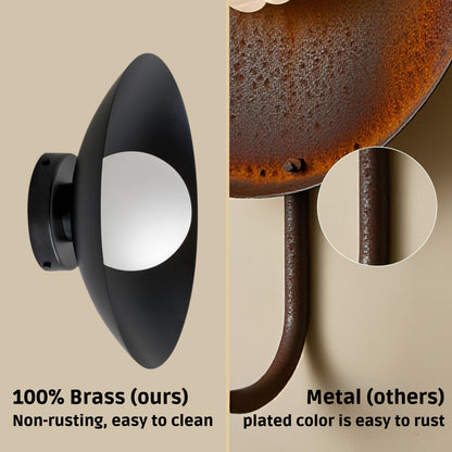 Black Dome Brass Wall Sconce – Mid-Century Modern Vintage Light