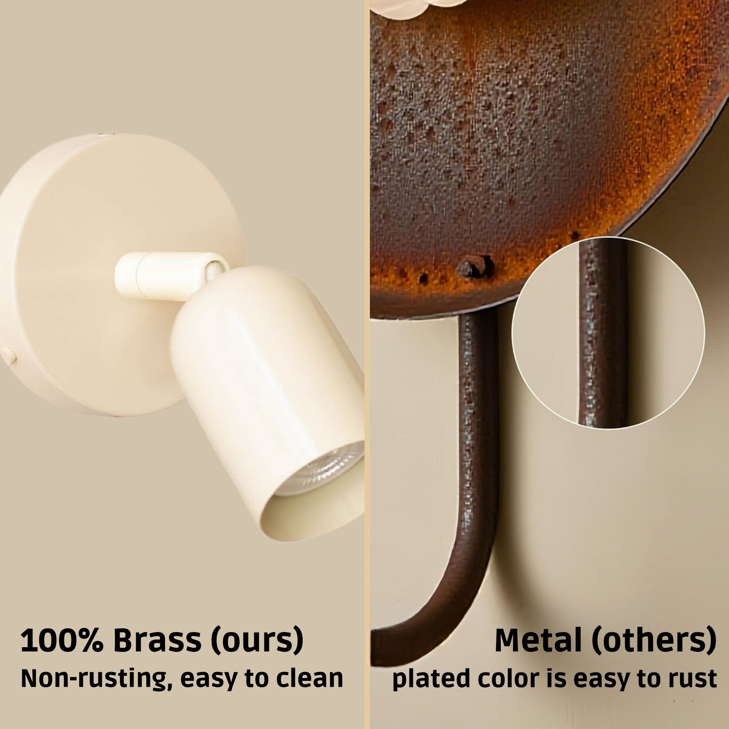 Cream Capsule Brass Wall Sconce – Mid Century Modern Vintage Wall Light Fixture