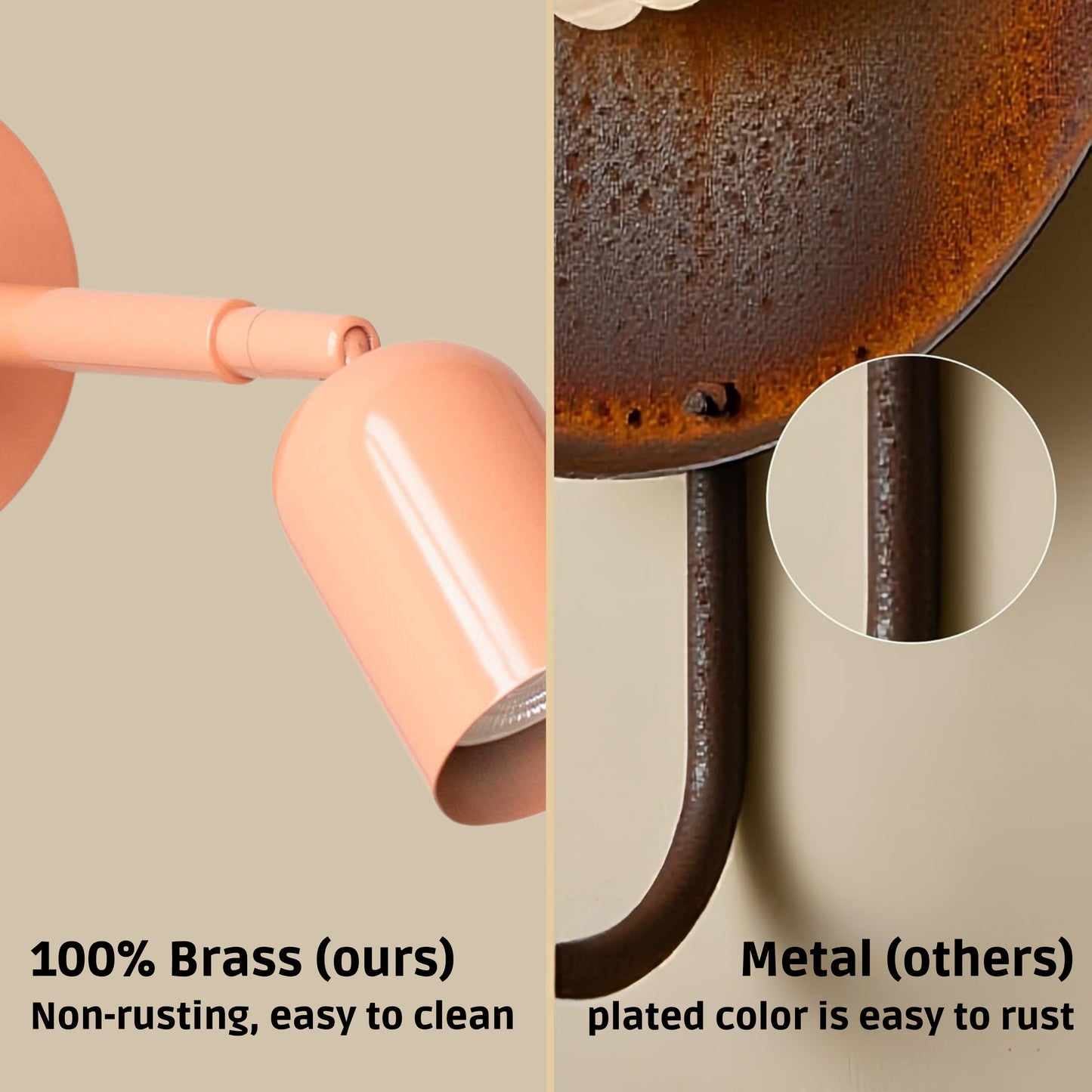 Peach Capsule Brass Wall Sconce – Mid Century Modern Vintage Wall Light Fixture