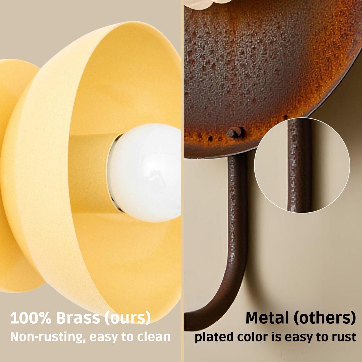 Yellow Brass Dome Wall Sconce – Modern Mid Century Wall Light Fixture