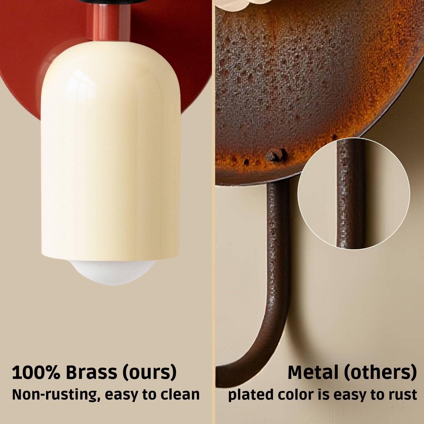 Black-White & Red Up & Down Brass Wall Sconce – Mid-Century Modern Light Fixture
