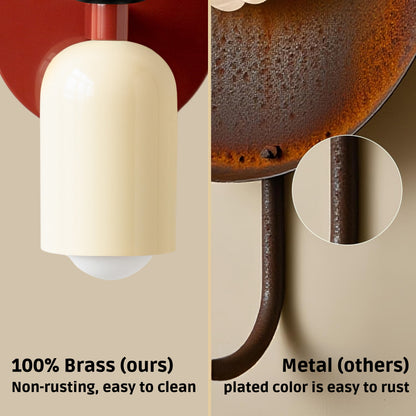 Black-White & Red Up & Down Brass Wall Sconce – Mid-Century Modern Light Fixture