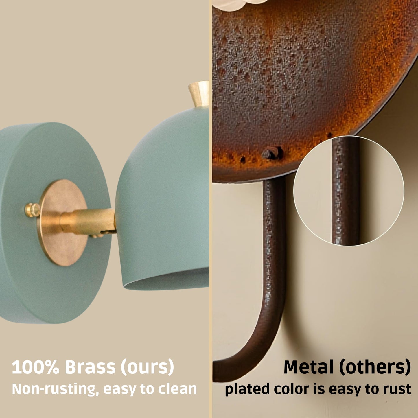 Modern Brass Wall Sconce – Mid Century Wall Light with Green Dome Shade