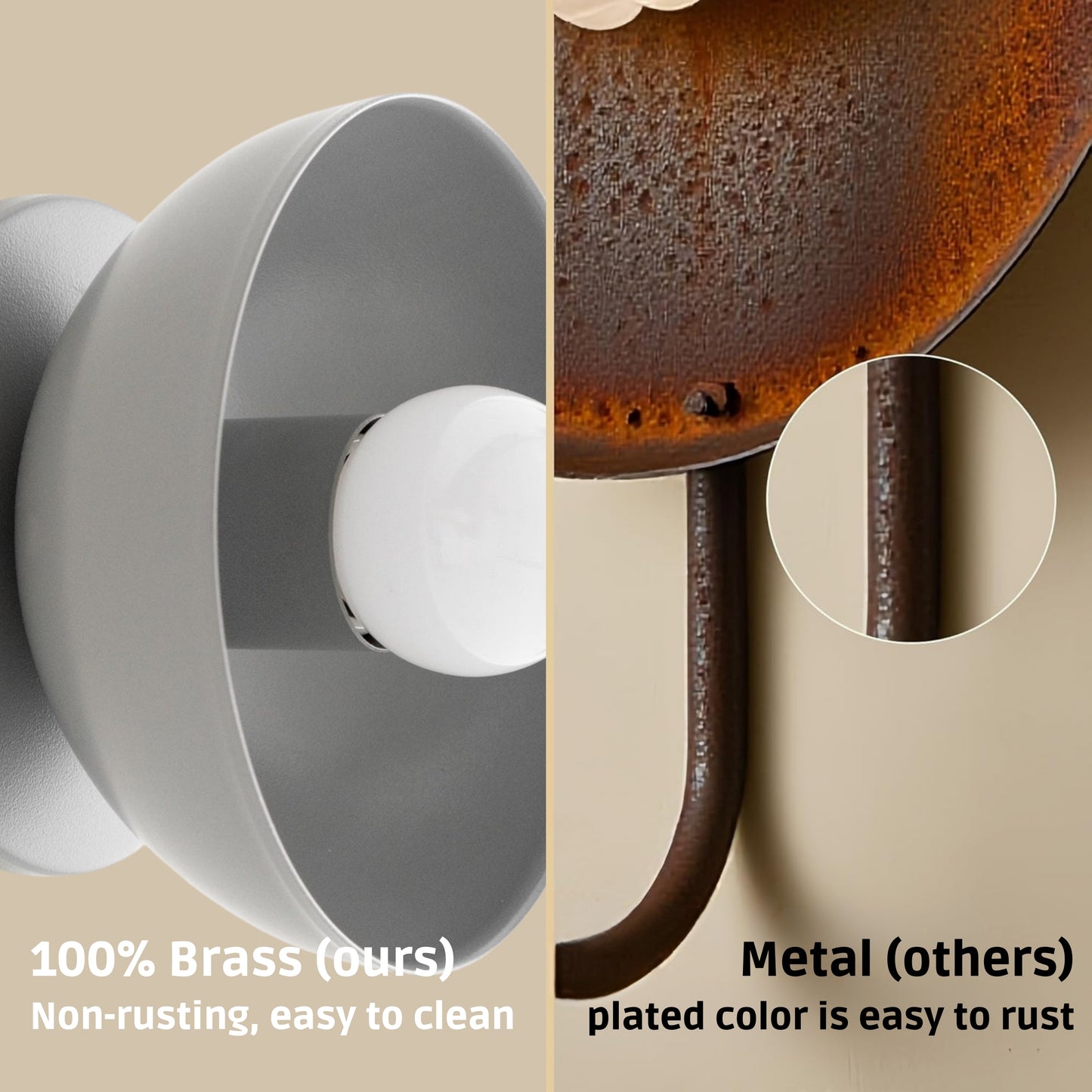 Gray Brass Dome Wall Sconce – Modern Mid Century Wall Light Fixture