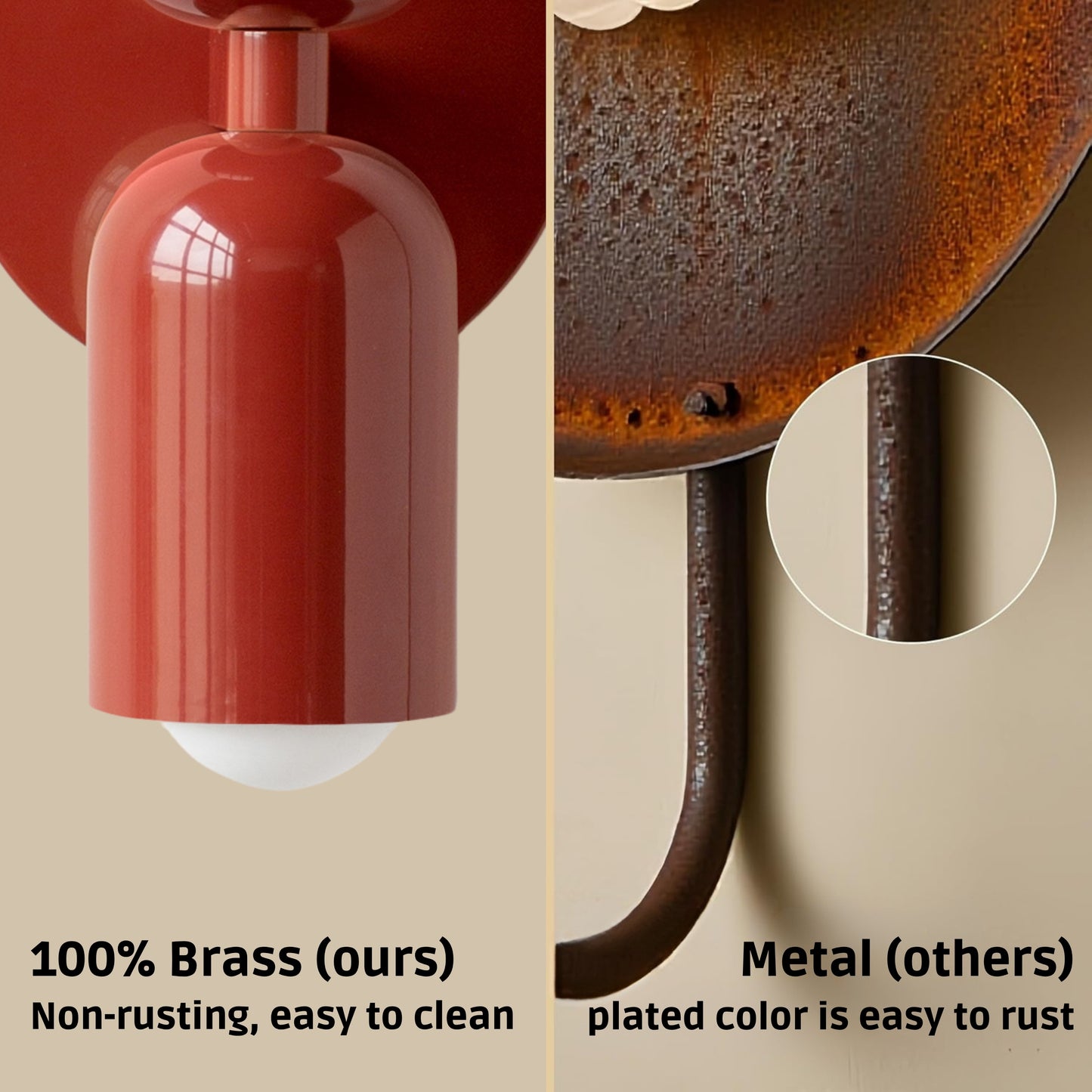 Red Up & Down Brass Wall Sconce – Mid-Century Modern Light Fixture