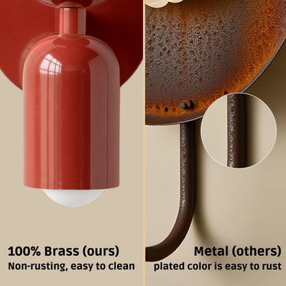 Red Up & Down Brass Wall Sconce – Mid-Century Modern Light Fixture