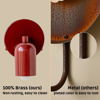 Red Capsule Brass Wall Sconce – Mid Century Modern Vintage Wall Light Fixture