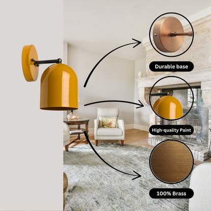 Modern Brass Wall Sconce – Mid Century Light Fixture for Bedroom & Living Room