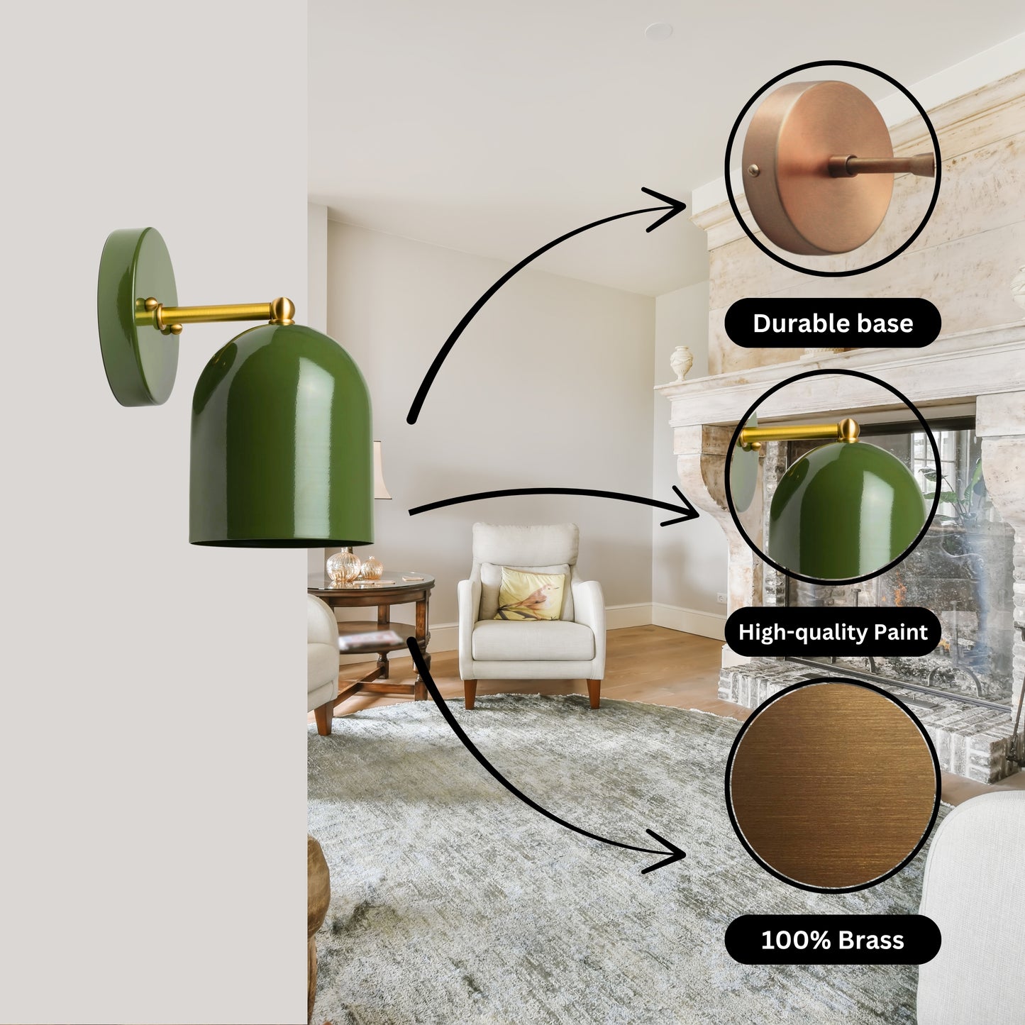 Modern Brass Wall Sconce – Mid Century Light Fixture for Bedroom & Living Room