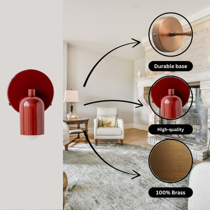 Red Capsule Brass Wall Sconce – Mid Century Modern Vintage Wall Light Fixture
