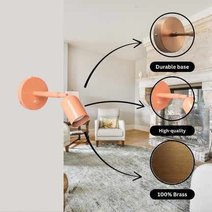 Peach Capsule Brass Wall Sconce – Mid Century Modern Vintage Wall Light Fixture