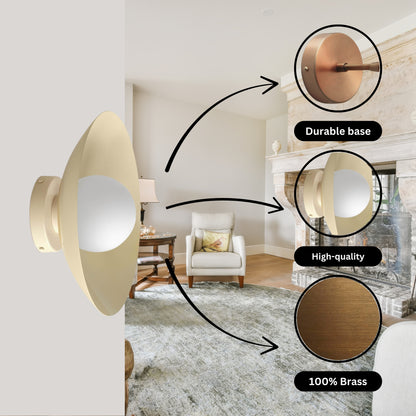 Cream Dome Brass Wall Sconce – Mid-Century Modern Vintage Light