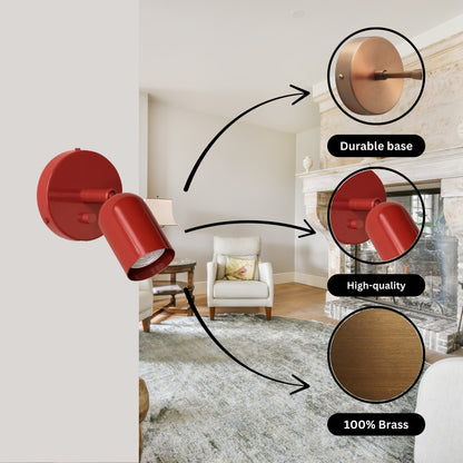 Red Capsule Brass Wall Sconce – Mid Century Modern Vintage Wall Light Fixture