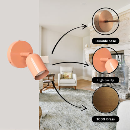 Peach Capsule Brass Wall Sconce – Mid Century Modern Vintage Wall Light Fixture