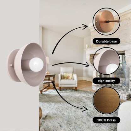 Lilac Brass Dome Wall Sconce – Modern Mid Century Wall Light Fixture