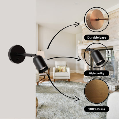 Black Capsule Brass Wall Sconce – Mid Century Modern Vintage Wall Light Fixture