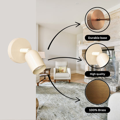 Cream Capsule Brass Wall Sconce – Mid Century Modern Vintage Wall Light Fixture