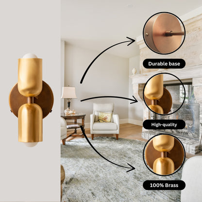 Polish & Antique Up & Down Brass Wall Sconce – Mid-Century Modern Light Fixture