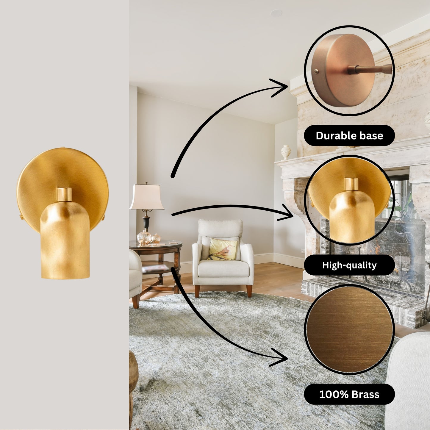 Polish Capsule Brass Wall Sconce – Mid Century Modern Vintage Wall Light Fixture