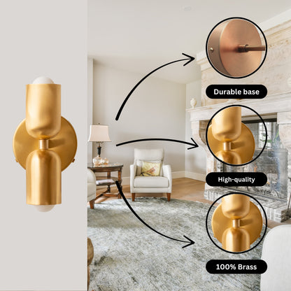 Polish Up & Down Brass Wall Sconce – Mid-Century Modern Light Fixture