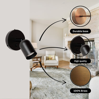 Black Capsule Brass Wall Sconce – Mid Century Modern Vintage Wall Light Fixture