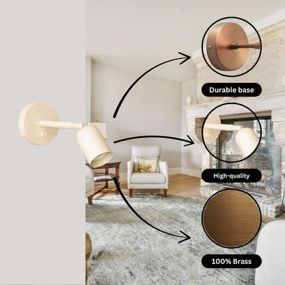 Cream Capsule Brass Wall Sconce – Mid Century Modern Vintage Wall Light Fixture