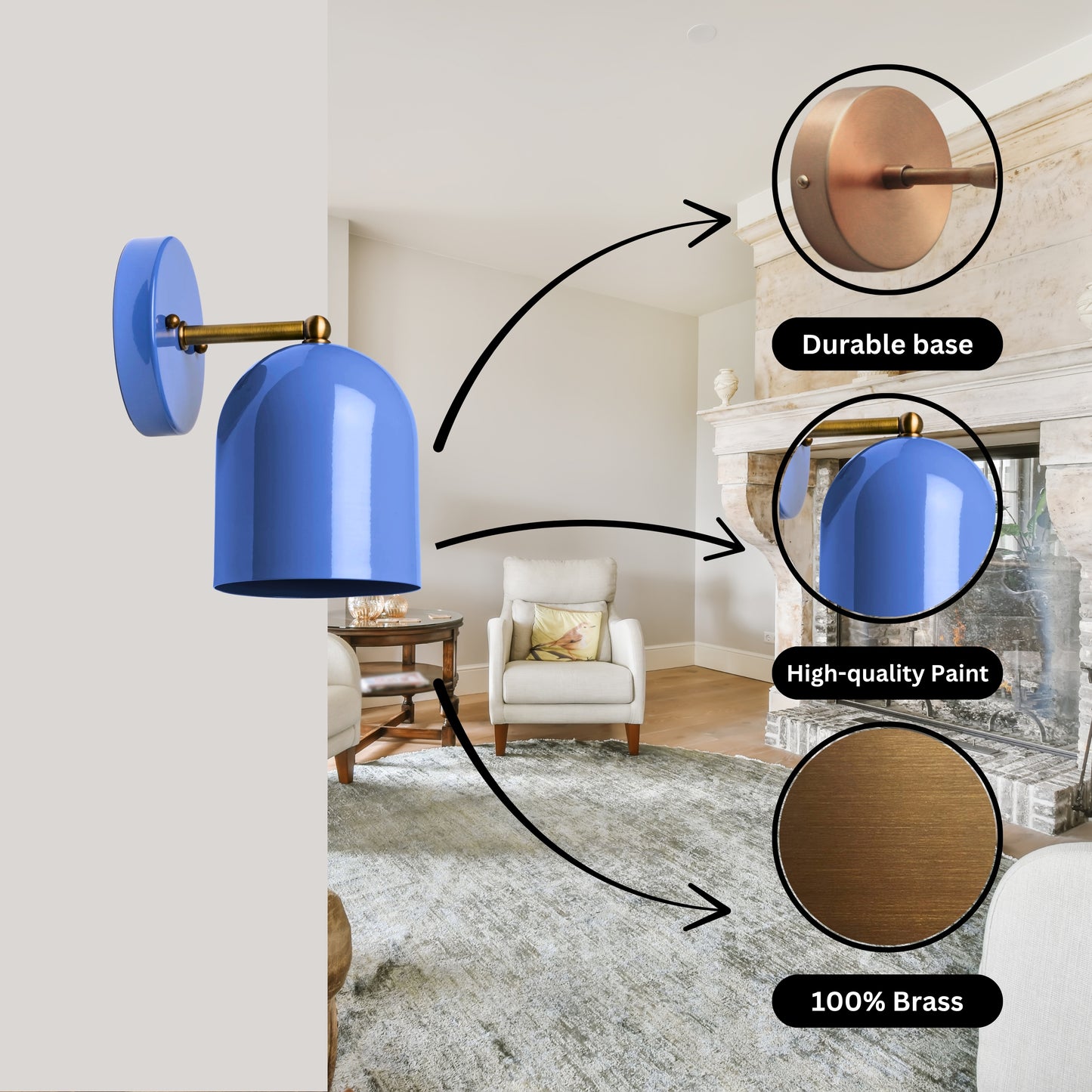 Modern Brass Wall Sconce – Mid Century Light Fixture for Bedroom & Living Room