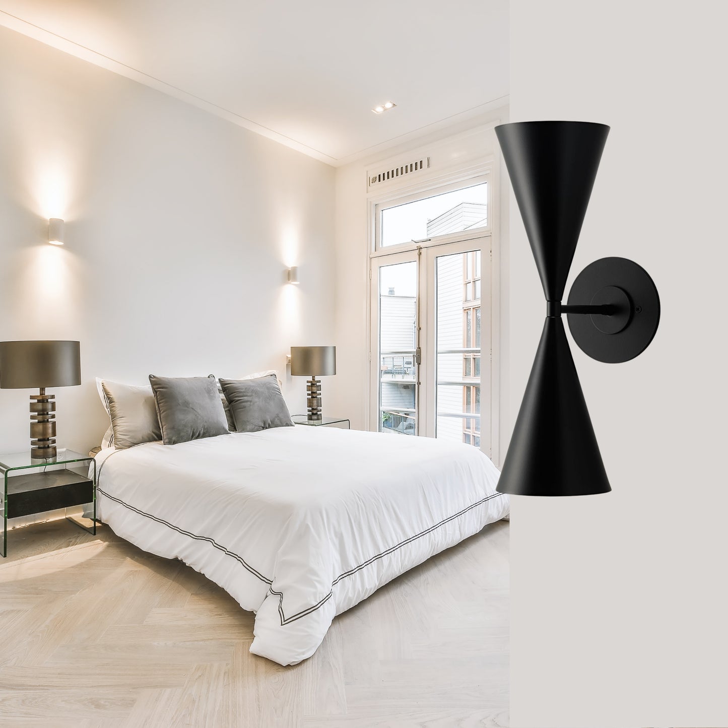 Double Cone Mid-Century Modern Wall Light – Handmade Brass Sconce